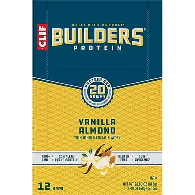 CLIF BUILDERS Protein Bars - Vanilla Almond Flavor - 20g Plant Based Protein - Gluten Free - Non-GMO - Low Glycemic - No Artificial Sweeteners - 2.4 oz. (12 Pack) - Image 16