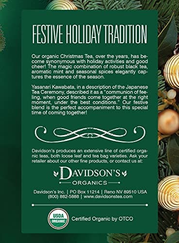 Davidson's Organics, Christmas Tea, 8-count Tea Bags, Pack of 12 - Image 2