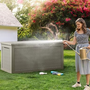 YITAHOME 260 Gallon XXL Large Deck Box, Outdoor Resin Storage Box, Lockable Storage Container for Patio Cushions, Furniture, Garden Tools, Water Resistant (Brown) - Image 5