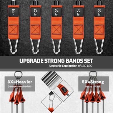 VEICK Resistance Bands, Exercise Bands for Working Out with Handles, Elastic Workout Bands for Men Women, Exercising Bands for Strength Training Equipment at Home Gym - Image 4