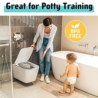 Travel Potty Seat for Toddler & Kid, Maliton Portable Potty Seat with Storage Bag, Foldable Potty for Toddler Travel, Non-Slip Potty Training Toilet Seat Cover with Splash Guard (Grey) - Image 4