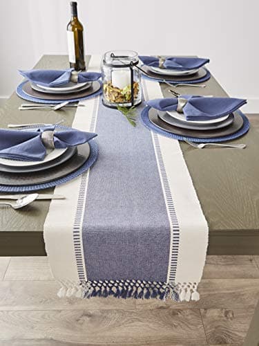 DII Dobby Stripe Woven Table Runner, 13x72-inch, French Blue - Image 7