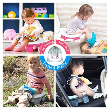 Orzbow Portable Potty Seat for Toddler Travel, Potty Training Toilet for Boys and Girls 18+ Months, Includes Storage Bag and 40pcs Disposable Liners, Travel Toddler Toilet Seat with Splash Guard, Pink - Image 5