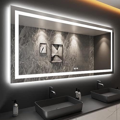 LOAAO 84"X40" LED Bathroom Mirror with Lights, Anti-Fog, Dimmable, Backlit + Front Lit, Lighted Bathroom Vanity Mirror for Wall, Memory Function, Tempered Glass, Shatter-Proof, ETL Listed - Image 1
