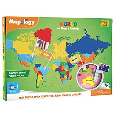 Imagimake Mapology World Map Puzzle - Includes Country Flags & Capitals | Fun Jigsaw Puzzle Kids Ages 5-8 | Educational Toys for Ages 8-13 | Geography Gifts for Girls & Boys 5, 6, 7, 8, 9, 10, 11, 12 - Image 2