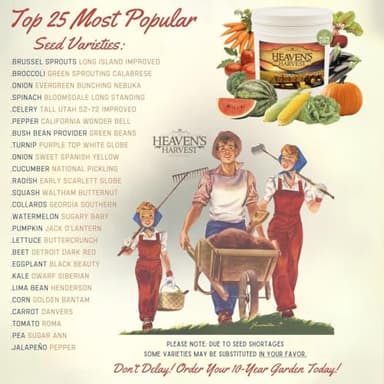 Heaven’s Harvest - 10 Year Survival Or Homestead Garden | 25k+ Heirloom Vegetable Seed Bank Kit | Includes Free Clyde’s Garden Planner & Seed Vault Storage Drum | Non-GMO - Image 3