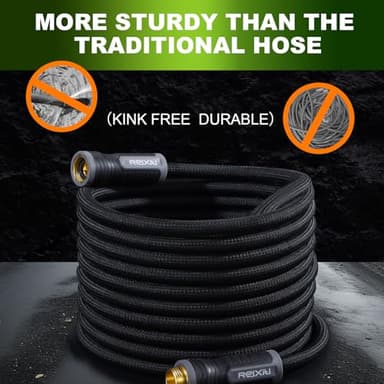 Relxitl Garden Hose, Flexible Water Hose, Ultra Lightweight Non-Expanding hose with 10 Function Sprayer, Leak proof, Pressure Resistant for Yard, Outdoor (Black, 50FT) - Image 3