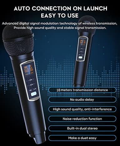 Karaoke Machine for Adults Kids with 2 UHF Wireless Microphones, BIGASUO Portable Bluetooth Singing PA Speaker System with LED Lights for Home Party, Wedding, Church, Picnic, Outdoor/Indoor - Image 5