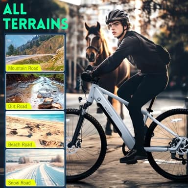 TST Electric Bike for Adults, with 750 W(Peak) Motor, Speed Can Reach 25 mph, 36V/300WH Battery, Max Travel 40 Miles, Equipped with 26 * 1.95" Tyres, and 7-Speed Ebike(White) - Image 6