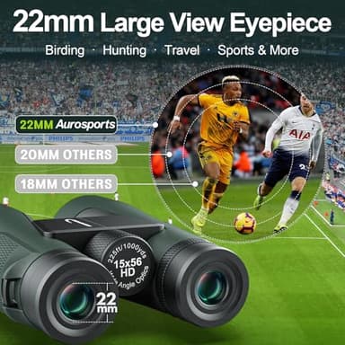 15x56 Binoculars for Adults High Powered - Aurosports HD Large View Binoculars with Clear Low Light Vision - Lightweight Easy Focus Bird Watching Hunting Hiking Cruise Travel - Green - Image 4