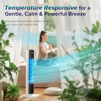 LEVOIT Tower Fan for Bedroom, Standing Fan with 28dB Quiet for Sleep, Remoter, 12H Timer, 25ft/s Velocity, 5 Speeds, 4 Modes, 90° Oscillation for Home, Office, Indoor, Bladeless 36 inch, White - Image 2