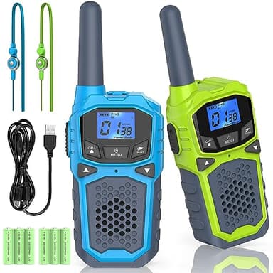 Rechargeable Walkie Talkies for Adults Two Way Radios for Outdoors USB Rechargeable Long Range 22 Channel Adapter, Charger, Battery Included with NOAA & Weather Alerts - Image 1