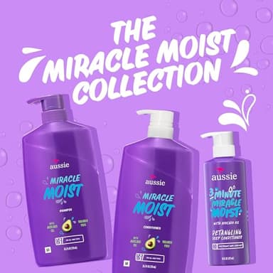 Aussie Miracle Moist Shampoo and Conditioner with 3 Minute Miracle Deep Conditioner, Avocado & Jojoba Oil, Paraben-Free, Moisturizes & Detangles, All Hair Types, Citrus Floral Scent, 3 Pack 68.4 Fl Oz - Image 8