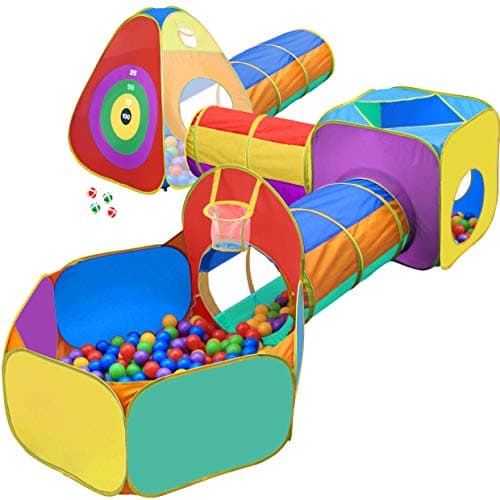 Gift for Toddler Boys & Girls, Ball Pit, Play Tent and Tunnels for Kids, Best Birthday Gift for 3 4 5 Year Old Pop Up Baby Play Toy, Target Game w/ 4 Darts Indoor & Outdoor - Image 1