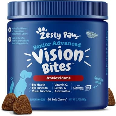 Zesty Paws Eye Supplement for Dogs - Vision Support with Antioxidants & Omega 3 Fatty Acids - 90 Chews - Image 1