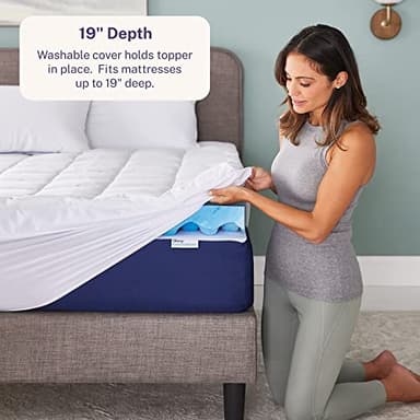 Sleep Innovations Dual Layer 4 Inch Memory Foam Mattress Topper, California King Size, Ultra Soft Support, 3 Inch Cooling Gel Memory Foam Plus 1 Inch Fluffy Pillow Top Cover - Image 4