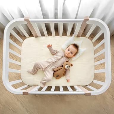lulumoon Muslin Bassinet Sheets for Baby: Soft Bedside Sleeper Bassinet Fitted Sheets for Boys and Girls - Image 5