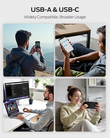 MOVE SPEED 512GB Thumb Drive, 1000MB/s Read Write Speed, USB 3.2 Gen2+Type C Dual Interface SSD Drive with Leather Case Memory Stick for iPhone 15, 16, 17 Series/MacBook/Android/Audio etc(1 Pack) - Image 6