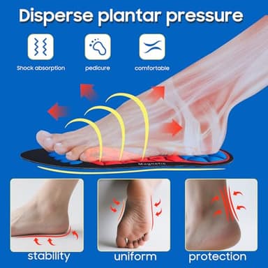 Orthopedic Acupressure Insoles, Reflexology Massage Insoles for Pain Relief, Comfortable Support for Daily Use, Comfortable Foot Support for Men and Women (Red Black, M:9-11) - Image 3