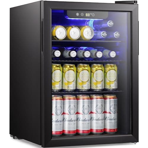 Antarctic Star Beverage Refrigerator Cooler-85 Can Mini Fridge Glass Door for Soda Beer Wine Stainless Steel Glass Door Small Drink Dispenser Digital Display for Home, Office Bar,2.4cu.ft - Image 1