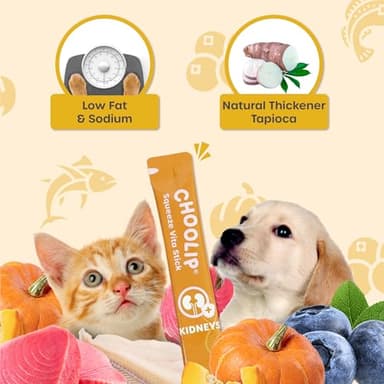 Choolip Squeeze Vita Stick Lickable Treats for Dogs & Cats. 49 Kidney Support Sticks with Essential multivitamins. Soft and Tasty Paste for All Life Stages, Supporting Kidney Health - Image 5