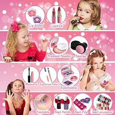For Ideahome Kids Washable Makeup Girl Toys - Real Make Up Set, Little Girls Makeup Kit for Toddler Kid Children Princess, Christmas Birthday Gift Toys for Girl 4 5 6 7 8 9 10 Year Old - Image 5