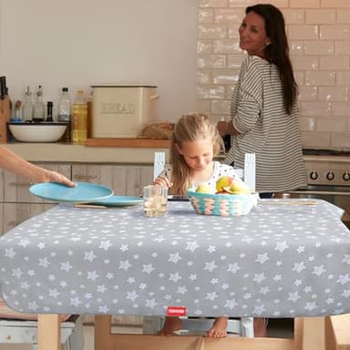 Splat Mat for Under High Chair, Non Slip Waterproof Mealtime Floor Mats Washable Portable Picnic Splash Mat for Baby Art/Craft/Playtime, 42X46 Inch - Grey Star - Image 6