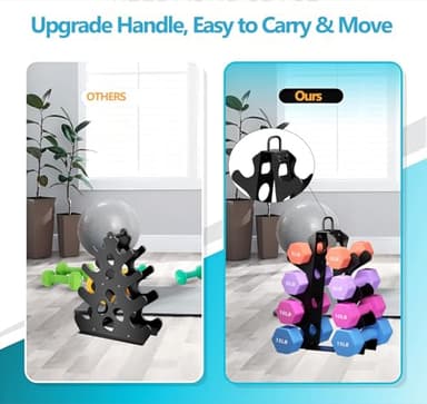 EXBTOKA Dumbbell Rack Stand Only, 4 Tier Weight Rack for Dumbbells 5-15LB, Upgraded Handle, Compact A-Frame Weight Rack, Suitable for Home Gym (No Dumbbells Rack Only) - Image 3