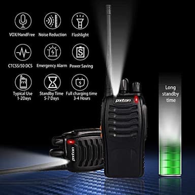 pxton Two Way Radios Long Range Walkie Talkies for Adults with Headphones,16 Channel Handheld 2 Way Radio Rechargeable with Flashlight Li-ion Battery and Charger(6 Pack) - Image 3
