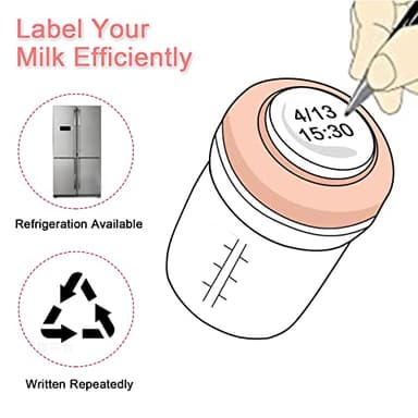 COMI Wide Neck Glass Breastmilk Collection n Storage Bottle, 4 Packs, 6oz with Screw Ring Sealing Disk; Re-markable Sealing Disc. BPA Free, Fits Breast Pumps & Nipples (4 Pink Lids) - Image 5