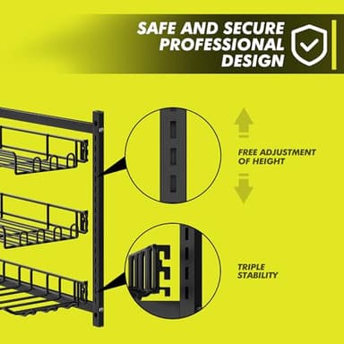 Amoowis Power Tool Organizer with Charging Station, 4 Outlet Power Strip, 5 Min Fast Assembly ＆ Max 35lb by Heavy Duty 2 Pack, 8 Slots for Drill Holder in Garage/Pegboard Suitable for Husband Birthday - Image 4