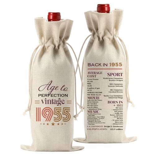 FBCCZEY Funny 70th Birthday Gifts for Women Men Wine Bag, Birthday Gifts for 70 Year Old Woman Wine Bags, Happy Anniversary 70th birthday Party Decorations for Women Men Wine Bottle Bag - Image 1