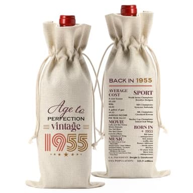 FBCCZEY Funny 70th Birthday Gifts for Women Men Wine Bag, Birthday Gifts for 70 Year Old Woman Wine Bags, Happy Anniversary 70th birthday Party Decorations for Women Men Wine Bottle Bag - Image 1