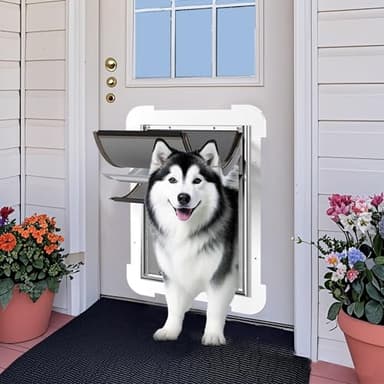 3-Flaps Never Rust Extra Large Dog Door for Door with Sliding Lock Panel, Steel Frame and Telescoping Tunnel, Extreme Weather Durable XL Dog Doors for Door (Pets Up to 220 Lbs) - Image 8