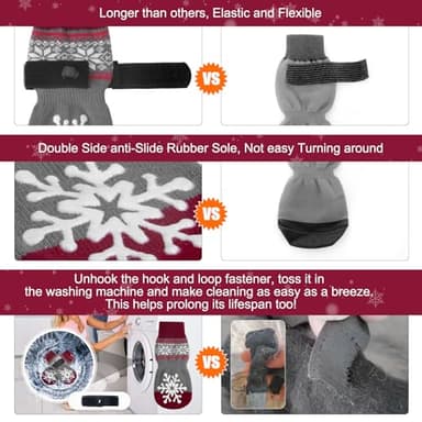 BEAUTYZOO Non Slip Dog Socks to Prevent Licking Paws -Dog Boots & Paw Protectors with Grippers on Hardwood Floors, Dogs Shoes for Hot/Cold Pavement Small Medium Large Senior Dogs Booties - Image 3