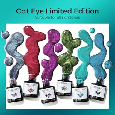 modelones Cat Eye Gel Nail Polish, 6 Colors Glitter Red Green Purple Blue Gel Polish Set with Magnet Sparkle Galaxy Series Nail Gel Polish Kit Soak Off Led Nail Art Manicure Salon DIY Gifts - Image 6