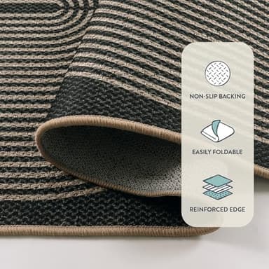 Lahome Modern Rainbow Easy Jute Outdoor Patio Rug, 3x5 Black Washable Rugs for Entryway Office Farmhouse Classroom Carpet, Contemporary Non Slip Front Door Mat for Porch Guestroom Room Decor - Image 4