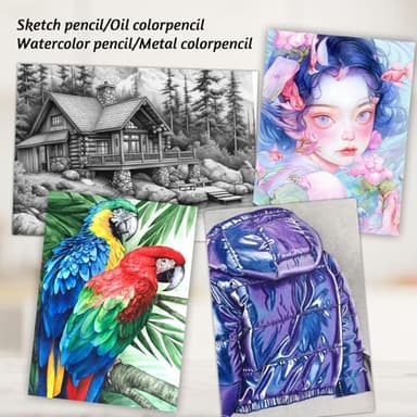 H & B 82 Pcs Drawing Kit Sketching Pencil Set, Sketch Pencils Art Supplies with 3-Color Sketchbook, Graphite, Charcoal, Blending Tools, Drawing Pencils for Adults Artists in Zipper Case - Image 9