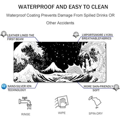 TEDNETGO Extra Large Mouse Pad, Gaming Mouse Pad, Waterproof Extra Large Mousepad with Stitched Edges, Non-Slip Base Keyboard Pad for Gamer, Office & Home, 31.5 x 15.8, Dragon - Image 4