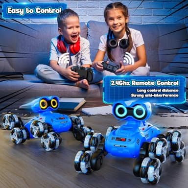 LNNKINE Robot Toys, 8-Wheel Stunt Remote Control Car with Auto-Demonstration, 360° Rotation, LED Eyes, Music, 2.4Ghz, All Terrain Rc Cars, Remote Control Car for Boys 4-7 6-8 8-12 - Image 4
