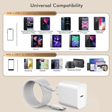 [Apple MFi Certified]10FT Fast iPhone Charger,Extra Long Apple Charger Fast Charging 2Pack USB C Charger Block Plug + 10Foot Lightning Cable Cord for iPhone 14/Pro/Pro Max/Plus/13/12/11/XS/XR/X/SE2022 - Image 3