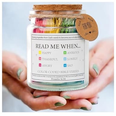 Read Me When Bible Verses Jar Religious Christian Gifts for Women Men, Christian Devotionals for Women Catholic Faith, Color Coded Bible Verses in a Jar, Inspirational Gifts for Women Religious (A) - Image 2