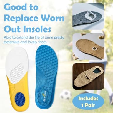 Skyfoot Shoe Insoles for Kids Worn Down Inserts Replacement, Comfy, Breathable, Cut to Fit Sturdy Shoe Soles for Child Sneakers (Blue - 1 Pair, Toddler: 9-12.5) - Image 2