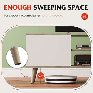 WLIVE TV Stand for 55 60 inch TV, Boho Entertainment Center with Storage Cabinets, TV Console for Living Room Decor, Greige White - Image 8