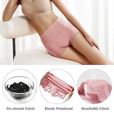 MEIYATING Boy Shorts Underwear for Women Cotton Compression Plus Size High Waisted Boxers Briefs Panties Boyshort 4 Pack - Image 5