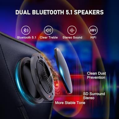 GTRACING Gaming Chair with Footrest Speakers Video Game Chair Bluetooth Music Heavy Duty Ergonomic Computer Office Desk Chair - Image 6