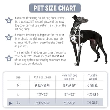 [Petoasis] Heavy Duty Aluminum Dog Door with Lock,3 Flap Insulated Doggie Doors with Installation Manual,Durable and Rust Resistant, Patent: USD1057087S, (Silvery White, XLarge for Door) - Image 2