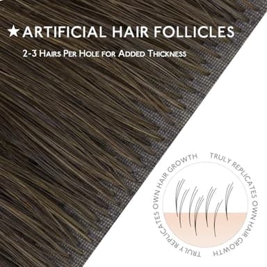 WENNALIFE Invisi Edge Tape in Hair Extensions Human Hair, 20 Inch 50g 20pcs Balayage Chocolate Brown to Caramel Blonde Invisible Luxury Remy Hair Extensions Natural Seamless Injected Tape Ins Straight - Image 8