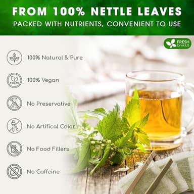 FreshDrinkUS, Premium 135 Nettle Leaf Tea Bags, 100% Natural & Pure, Stinging Nettle Leaf Tea, Nettle Leaf Tea, Burn Nettle, Stinging Nettle, Nettle Tea, Stinger Tea, No Sugar/ Caffeine & Gluten, Vegan - Image 4