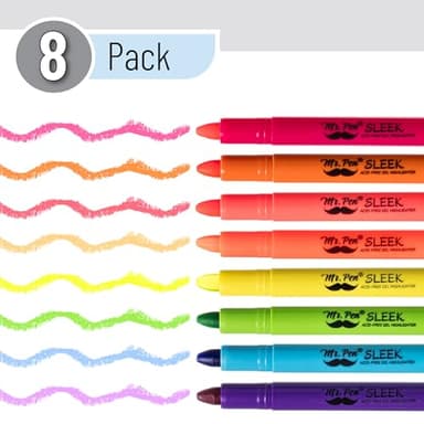 Mr. Pen No Bleed Gel Highlighter, Bible Highlighters, Assorted Colors, Pack of 8 - Image 2